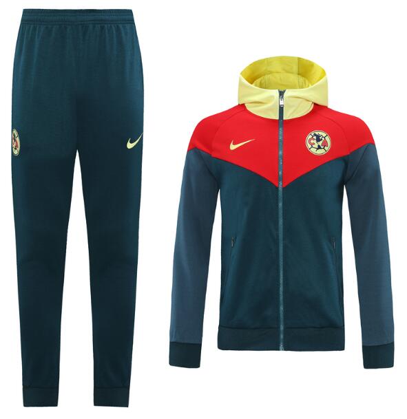 Club America Navy Yellow Hoodie Windbreaker Jacket Kits With Pants 2020/21